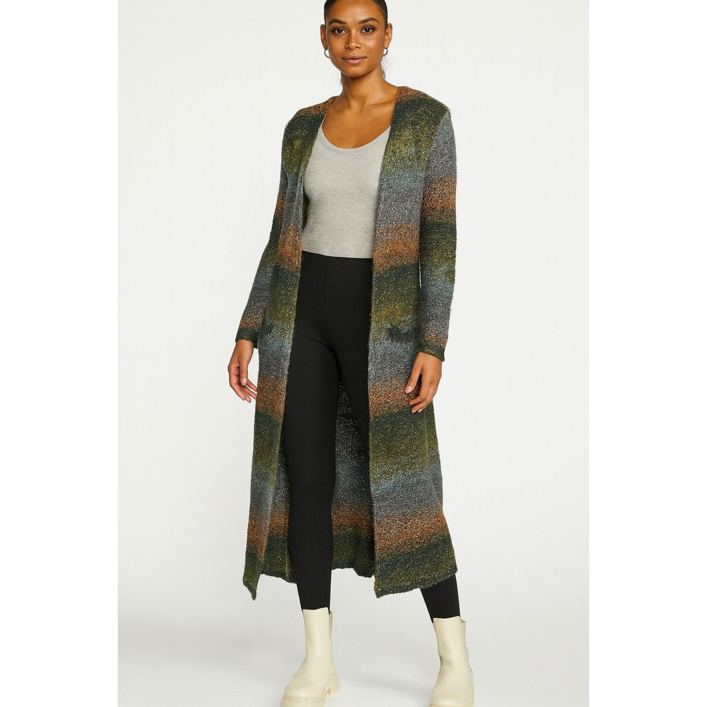 Sleeping in the snow Maxi Cardigan Long Sleeve Striped‎ Knit Boho Women's S